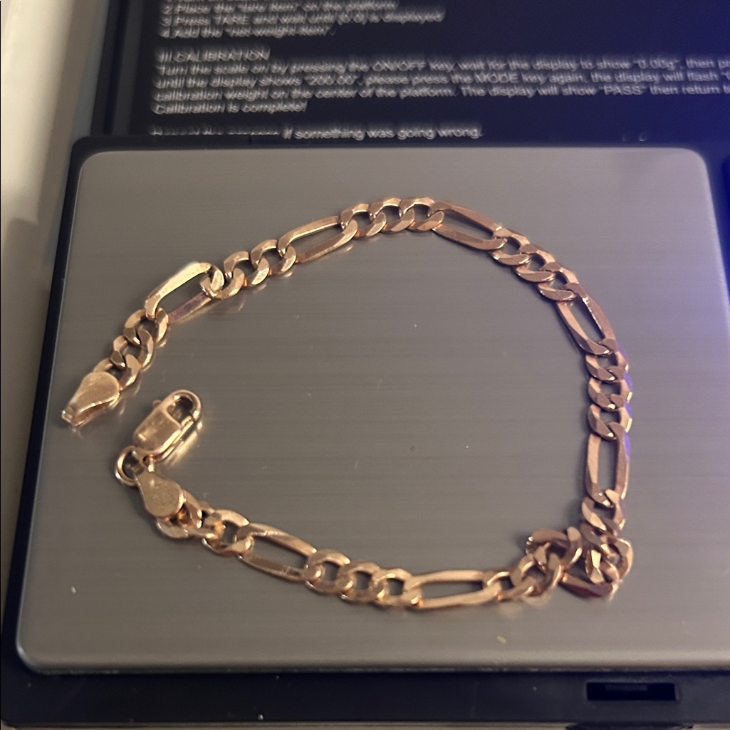14k Rose Gold Over Sterling Silver Chain Bracelet